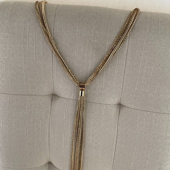 INC International Concept Women Necklace SNK Chain Long Tassel Gold Tone Yneck - Picture 11 of 12